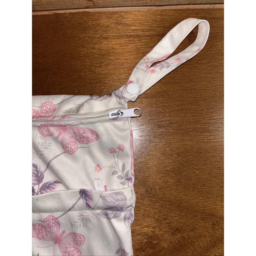 AlvaBaby Wet Dry Zippered Two Compartment Diaper Pouch Bag Waterproof Pink